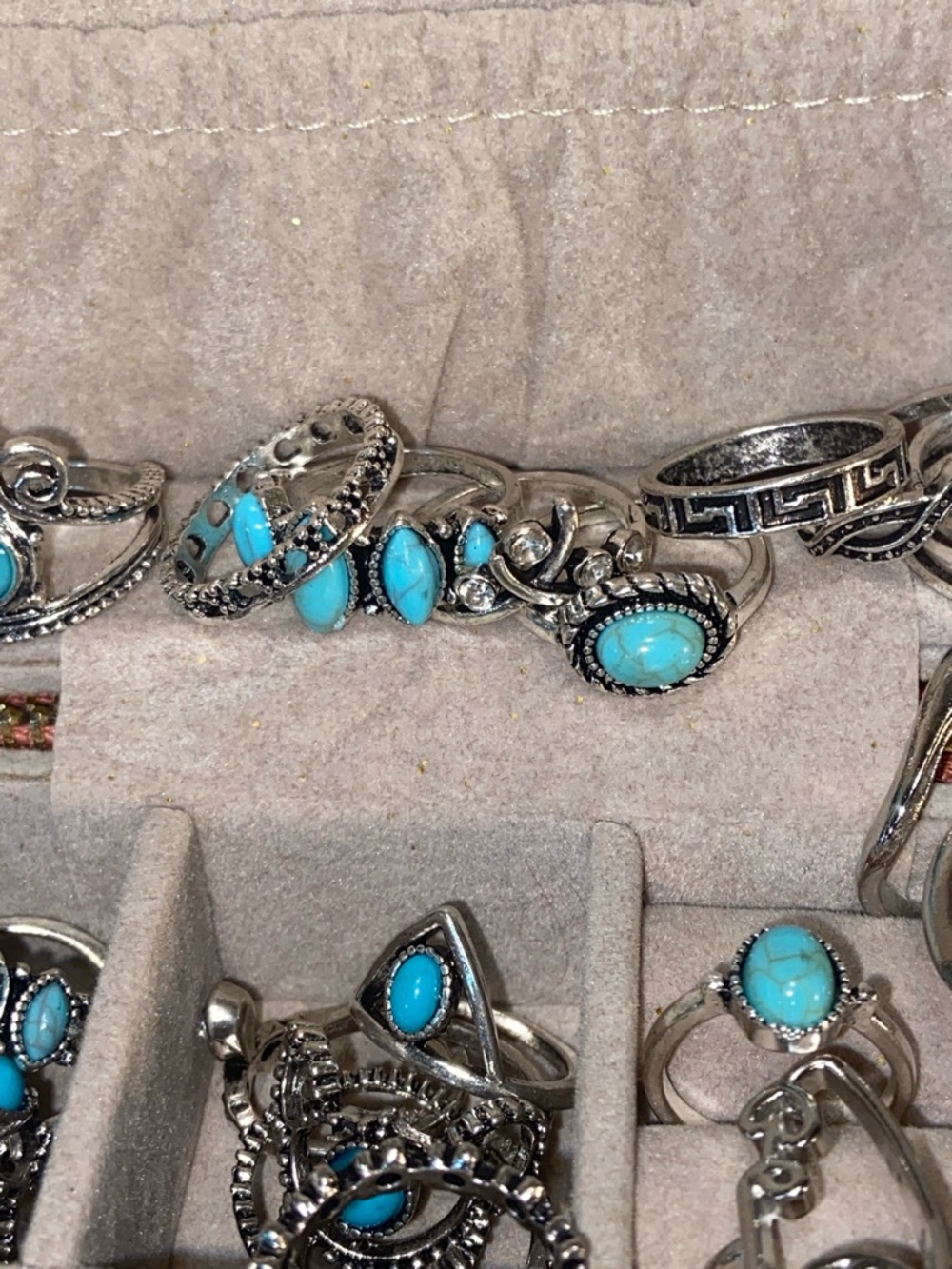 Silvertone Turquoise Set of 5 Assorted - Picture 4 of 6